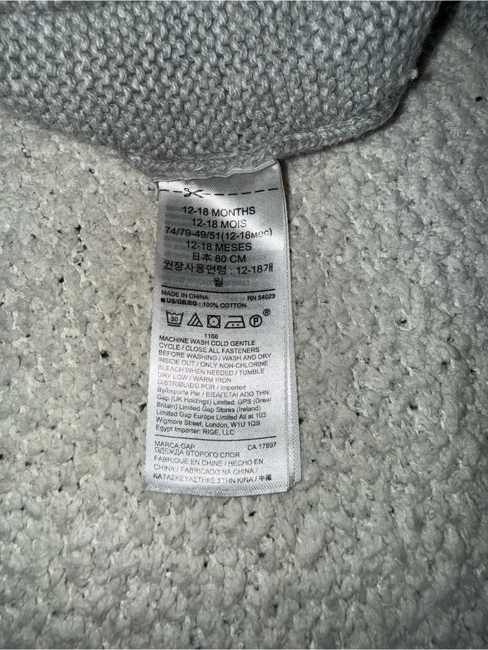 Baby Gap Gray Knit Hooded Cardigan Pants Set 12-18M